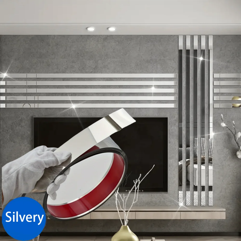 6M Stainless Steel Decorative Line, with Adhesive Backing That Can Be Peeled off and Glued, Used for Wall and Ceiling Decoration