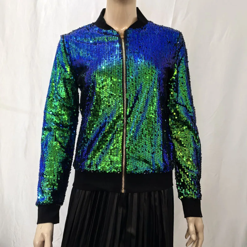 Women Sequins Jacket Long Sleeve   Fashion Coat 2025 Spring Autumn Outwear