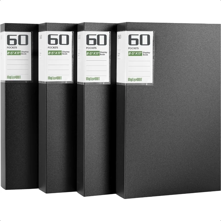 

Profional Binder with Plastic Sleeves 60 Pockets Displays 120 Pages 4 Pack Presentation Books with Sheet Protectors Sleeves Por