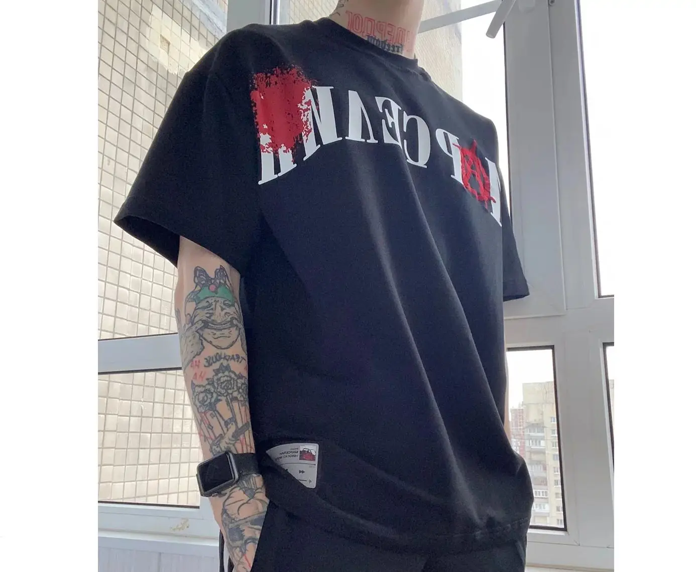 Camisetas informales con letras estampadas, Tops de algodón de manga corta de gran tamaño, estilo gótico Punk, tendencia negra de verano