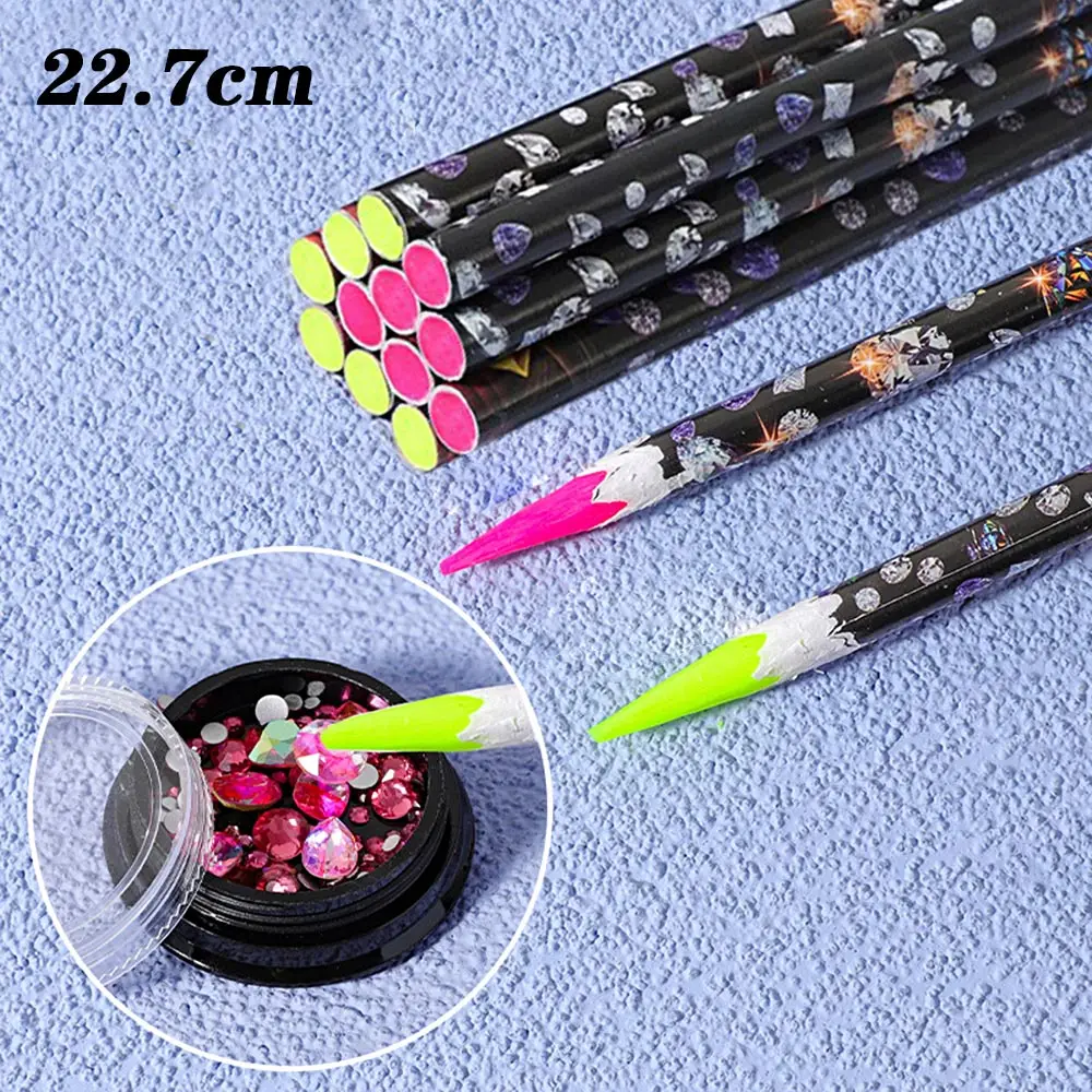 5pcs/set Nail Dotting Pen Picking Rhinestones Gems Drill Crystal Wax Pencil Diamond Picker Nail Art Tool 27.7cm= 9inches