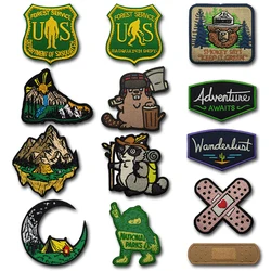 Natural Forest Park Scenery Outdoor Embroidery Cloth Hook Loop Patch Backpack Tactical Badge Applique For Jacket woundplast