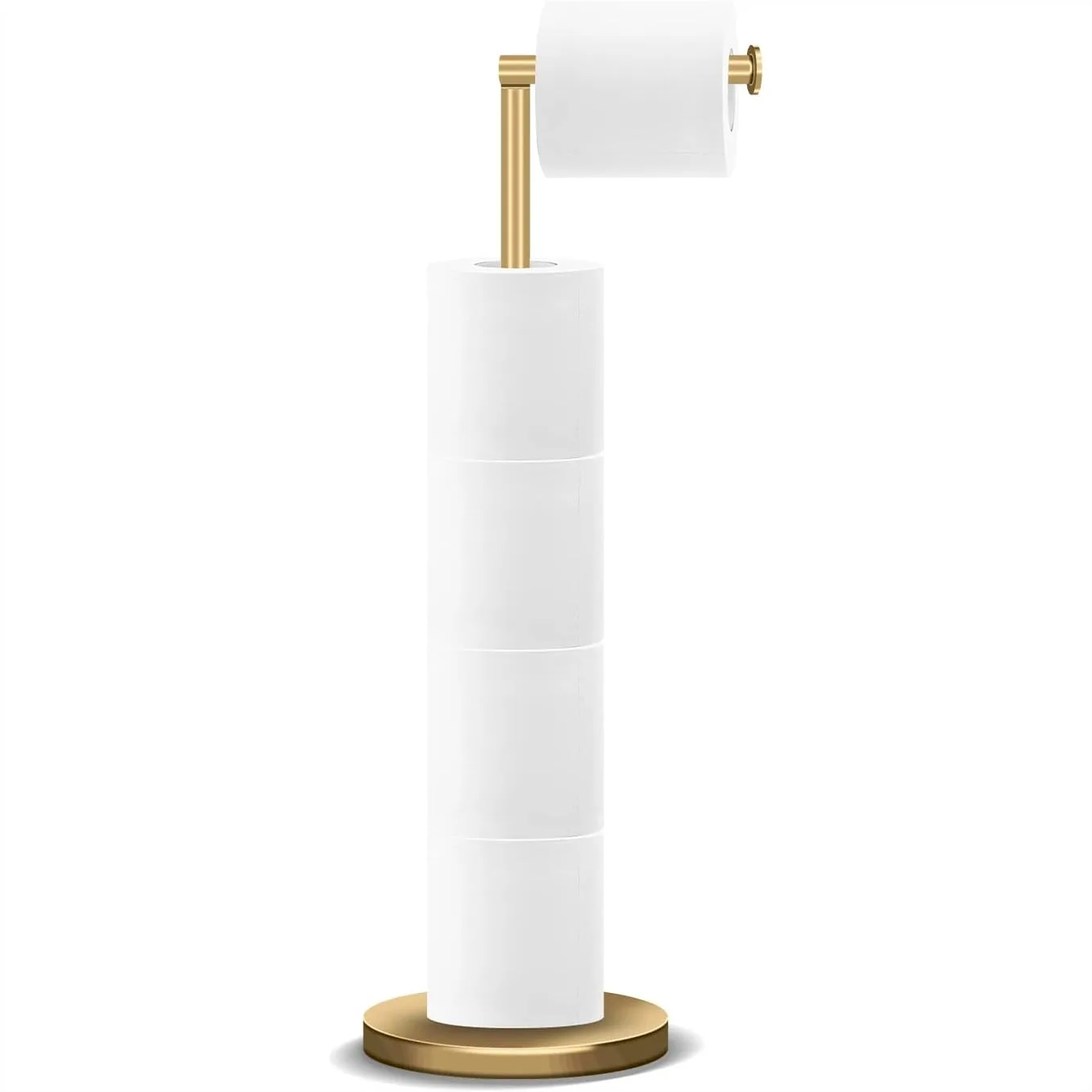 

Toilet Paper Holder Stand, Freestanding Bathroom Tissue Roll Holder with Storage for 3-4 Rolls, Anti-Slip Base, Rustproof