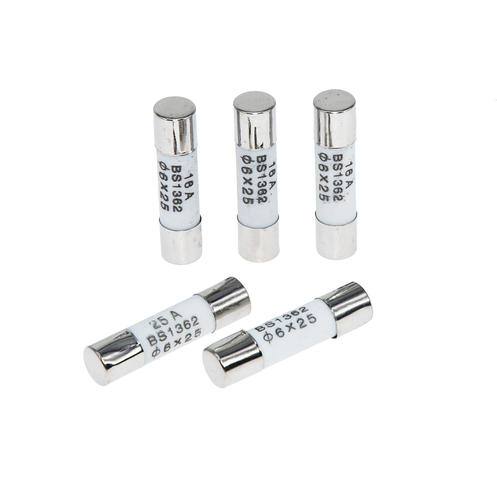 5Pcs R057 RO57 Ceramic Fuse tube 6x25mm 6*25mm BS1362 fuse 0.5a 1a 2a 3a 4a 5a 6a 8a 10a 13a 15a 16a 20A 25A