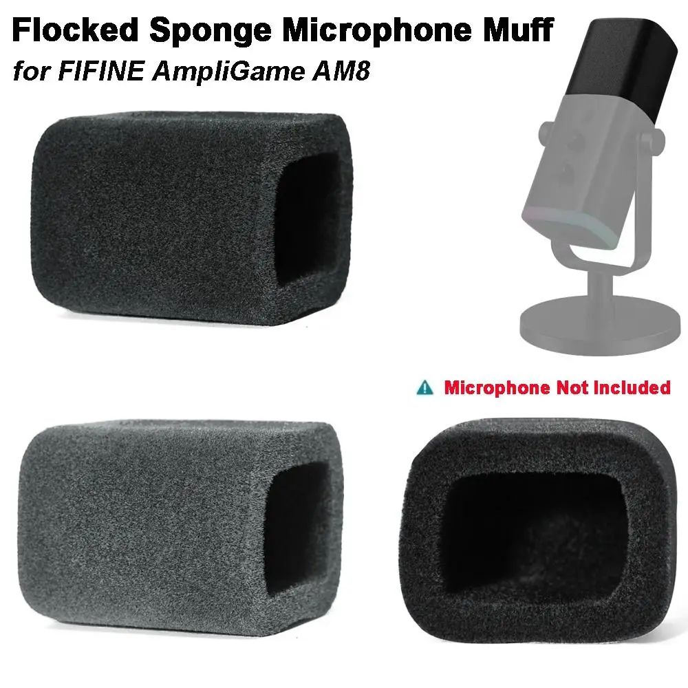1pcs Replacement Mic Windscreen Cover Flocked Sponge Foam Windproof Pop Filter Cover Noise Reduction for FIFINE AmpliGame AM8