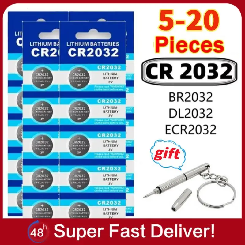 5-20PCS CR2032 CR 2032 Button Battery 3V Lithium Battery For Watch Toy Calculator Car Remote Control Button Coin Cell