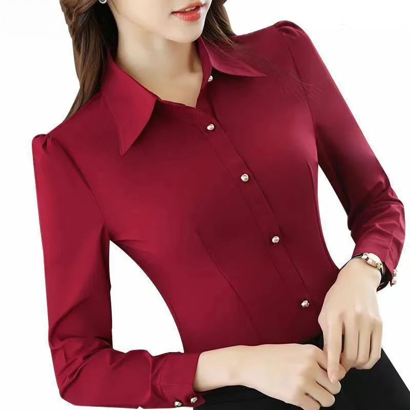 Xpqbb White Shirt Women Korean Fashion Long Sleeve Working OL Turndown Collar Blouses Ladies Autumn New Buttons Office Clothes