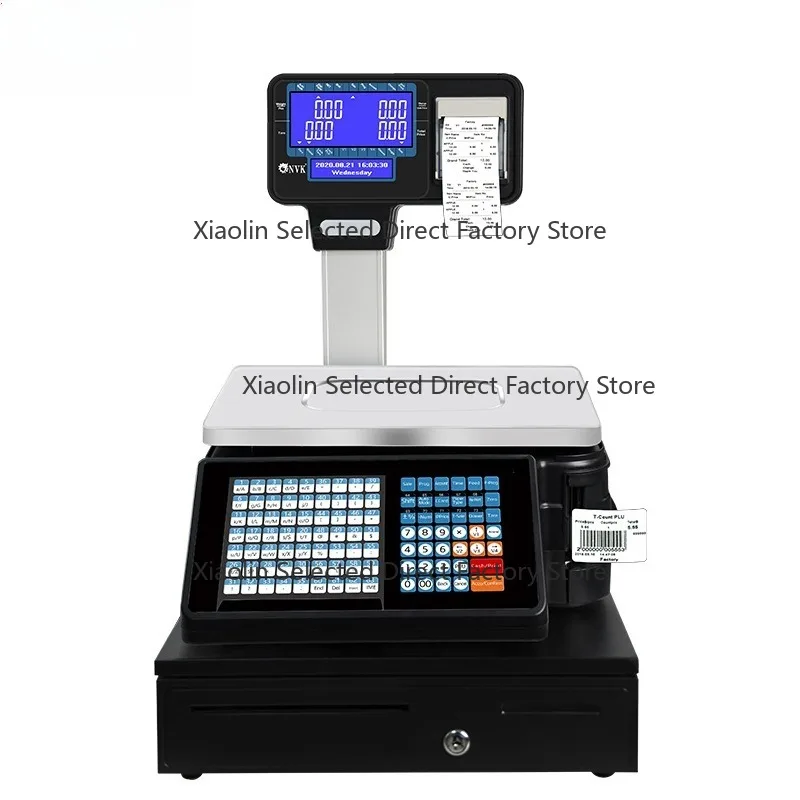English dual-language barcode scale, supermarket weighing and labeling scale, label printing electronic cash register all-in-one