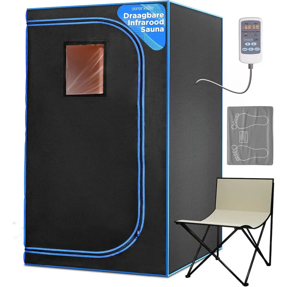 

Portable Sauna Box or Home, Inrared Sauna Tent with Heated oot Pad and olding Chair, Remote Control In-Home Spa, 35" x 71" - inc