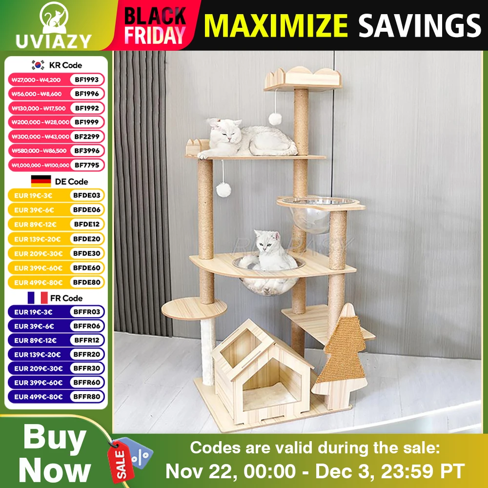 Cat Tower Climbing Toys Climber Tree Post Shelves Multi-layer Platform Super Large Cat Tree Toy Condo Cat Tree Floor to Ceiling