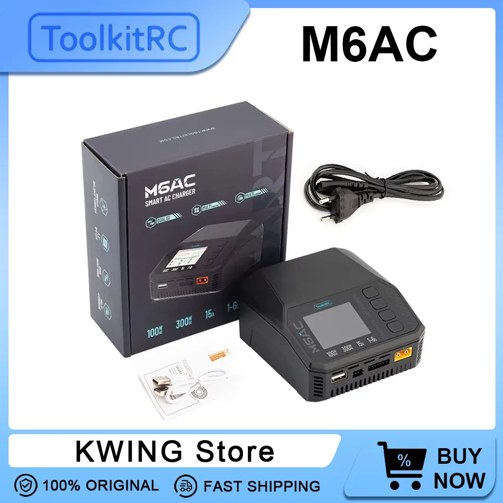 

ToolkitRC M6AC Smart AC Balance Charger AC 120W DC300W MAX 30A Dual Input for 1-6S Battery FPV Model Spare Part LiHV LIFE LILON