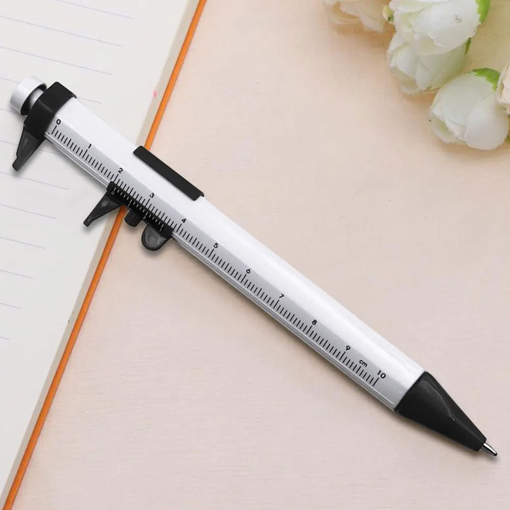 1/5 Pcs Vernier Caliper Ballpoint Pen 0-100mm Multifunction Caliper Pen Stationery Measuring Vernier Caliper Roller Ball Pen