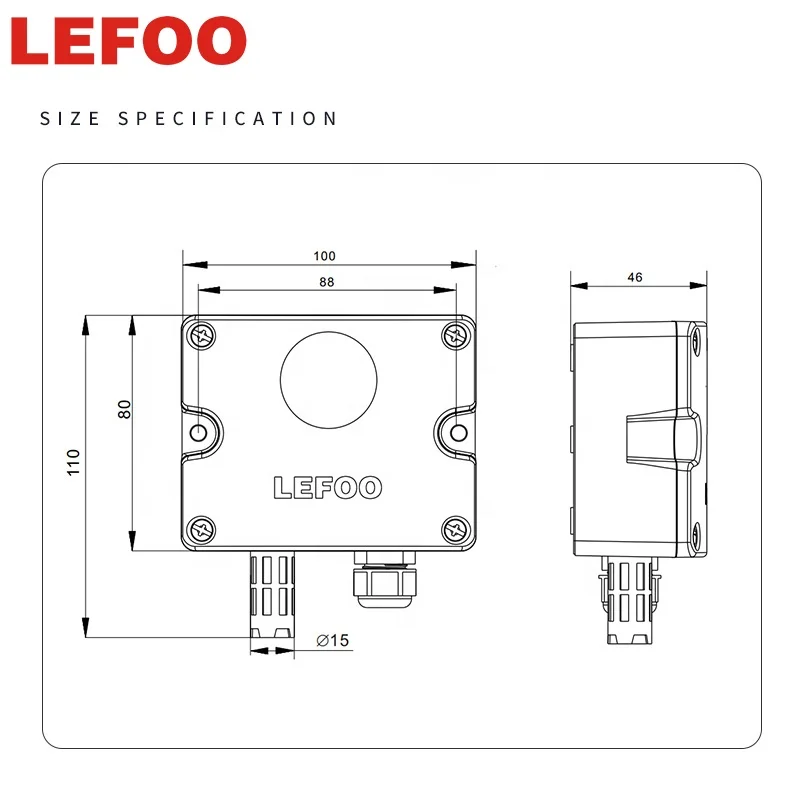 LEFOO Carbon dioxide transmitter sensor co2 monitoring sensor RS485 output co2 sensor waterproof
