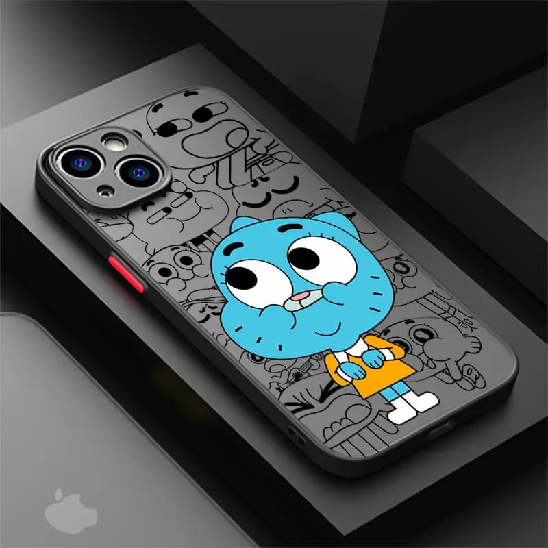 Darwin-Gumball-Richard Watterson Matte Phone Case For iPhone 15 14 11 Pro Max 13 12 Mini XR X SE 7 8 6 6S Plus Translucent Cover