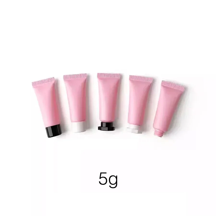 Contenedor vacío de cosméticos de color rosa mate, botella exprimible recargable, crema de ojos, loción de esencia, tubo suave de muestra, 5g, 5ml