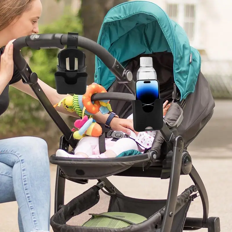 

Stroller Cup Holder with Phone Holder 2 in 1 Removable Bottle Holder Mobile Phone Carrier Wheelchair baby Stroller Accessories