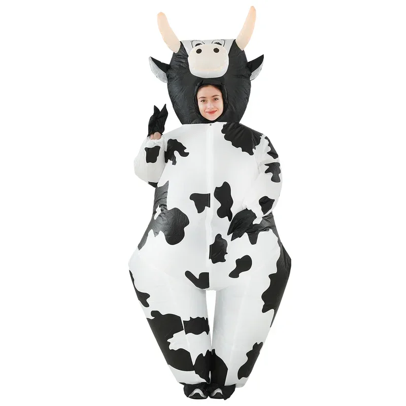 Mulher vaca traje inflável engraçado animal cosplay roupas para homem festa mostrar crescer terno dia de ação de graças feriado fantasia cmm221