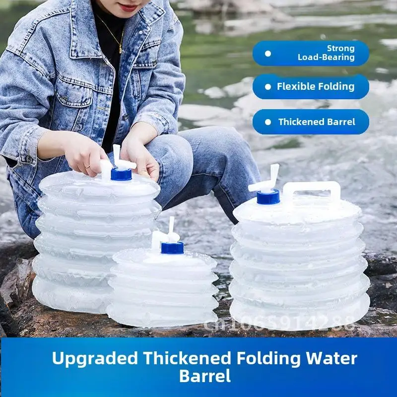 

Portable Folding Water Bucket 5L/10L/15L Transparent Plastic for Outdoor Camping Car Travel Home Storage with Faucet