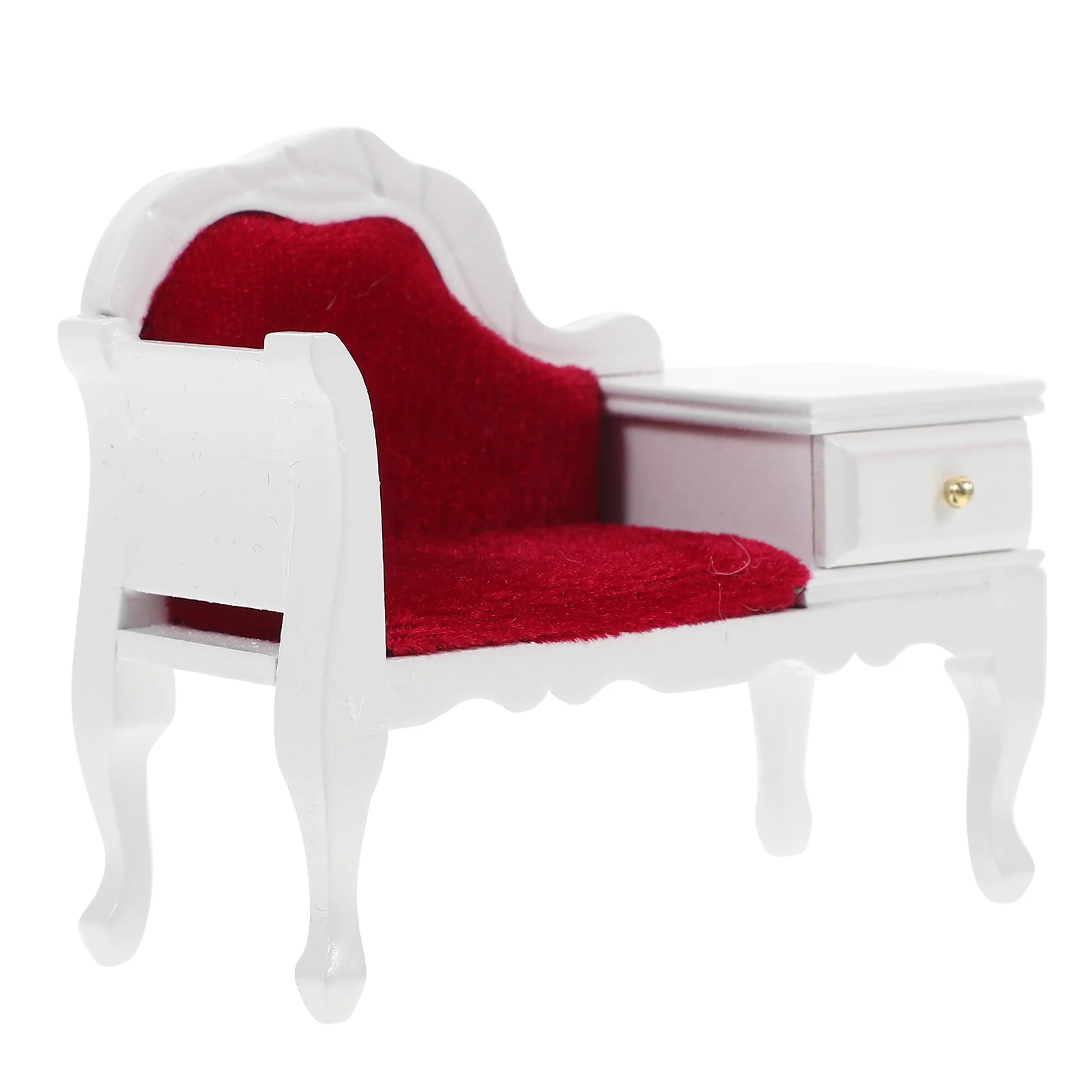 

Mini Furniture Tiny Sofa Chair Decor Wooden Armchair House Furniture Model with Drawer Decorative Sofa Chair