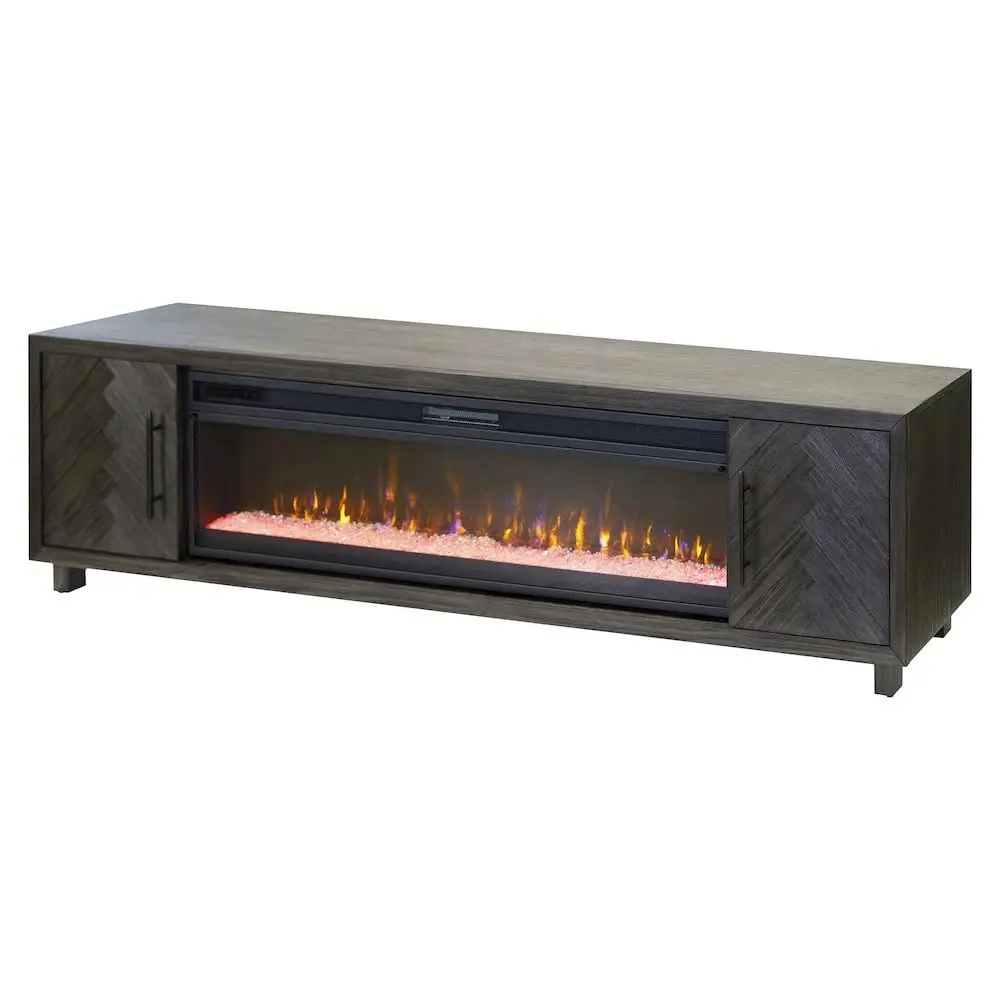 Gray Electric Fireplace TV Stand, Modern Entertainment Center with Fireplace, TV Console for Living Room Ambience and Storage
