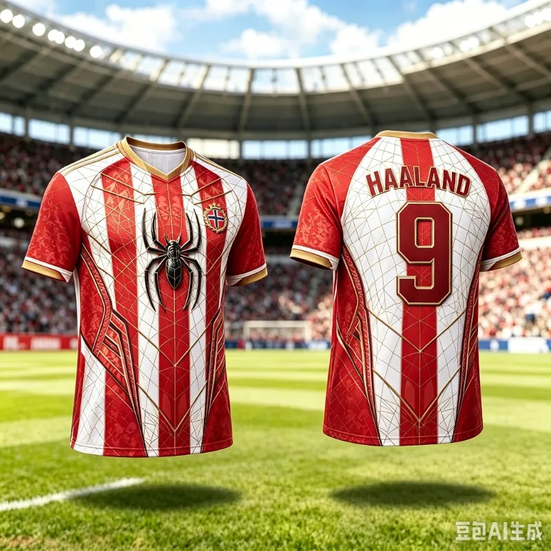 Haaland #9 Norway Fan Inspired Soccer Jersey Spider Graphic 3D Print Football Shirt Unisex Breathable Sports Tee for Men Women