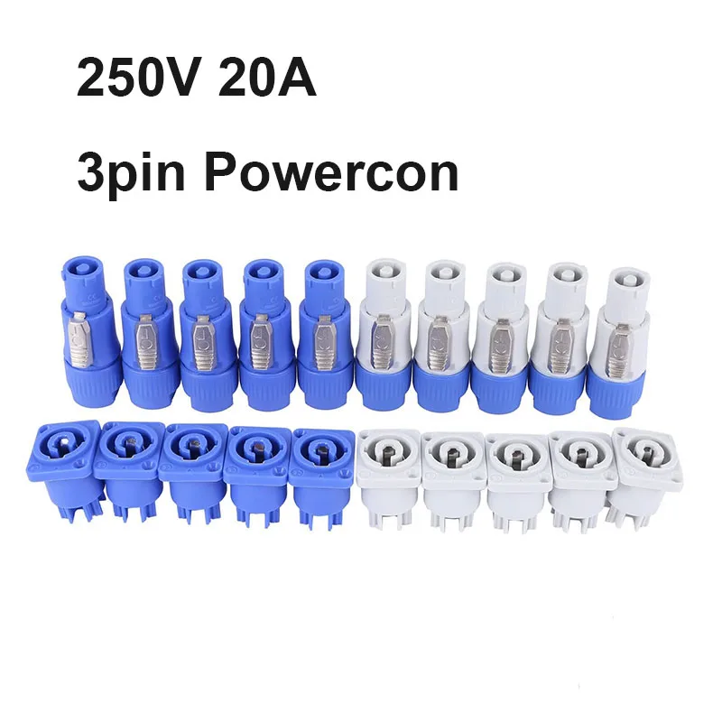 5Set Powercon Type A NAC3FCA+NAC3MPA-1 Chassis Plug Panel Adapter