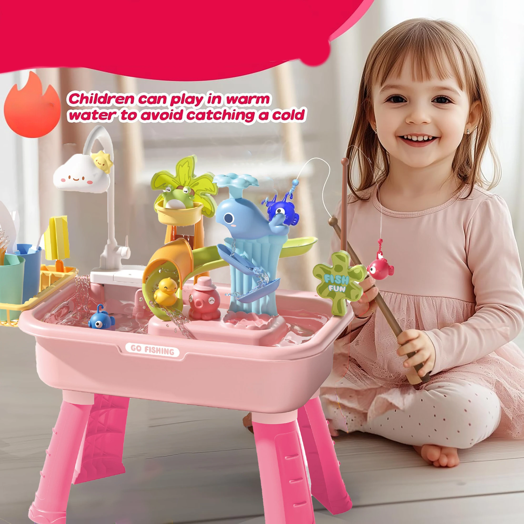 

Игрушки для игры в дом, рыбалка, утенок, водные игрушки, детские ролевые игрушки для посудомоечной машины, подарки для мальчиков и девочек