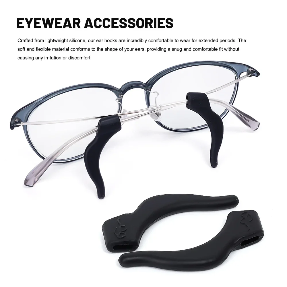 10-200 stücke Silikon Ohr Haken Anti-slip Gläser Schwarz Transparent Bein Ohr Klammern Sonnenbrille Anti-herbst Brillen halter Zubehör – Detail 9