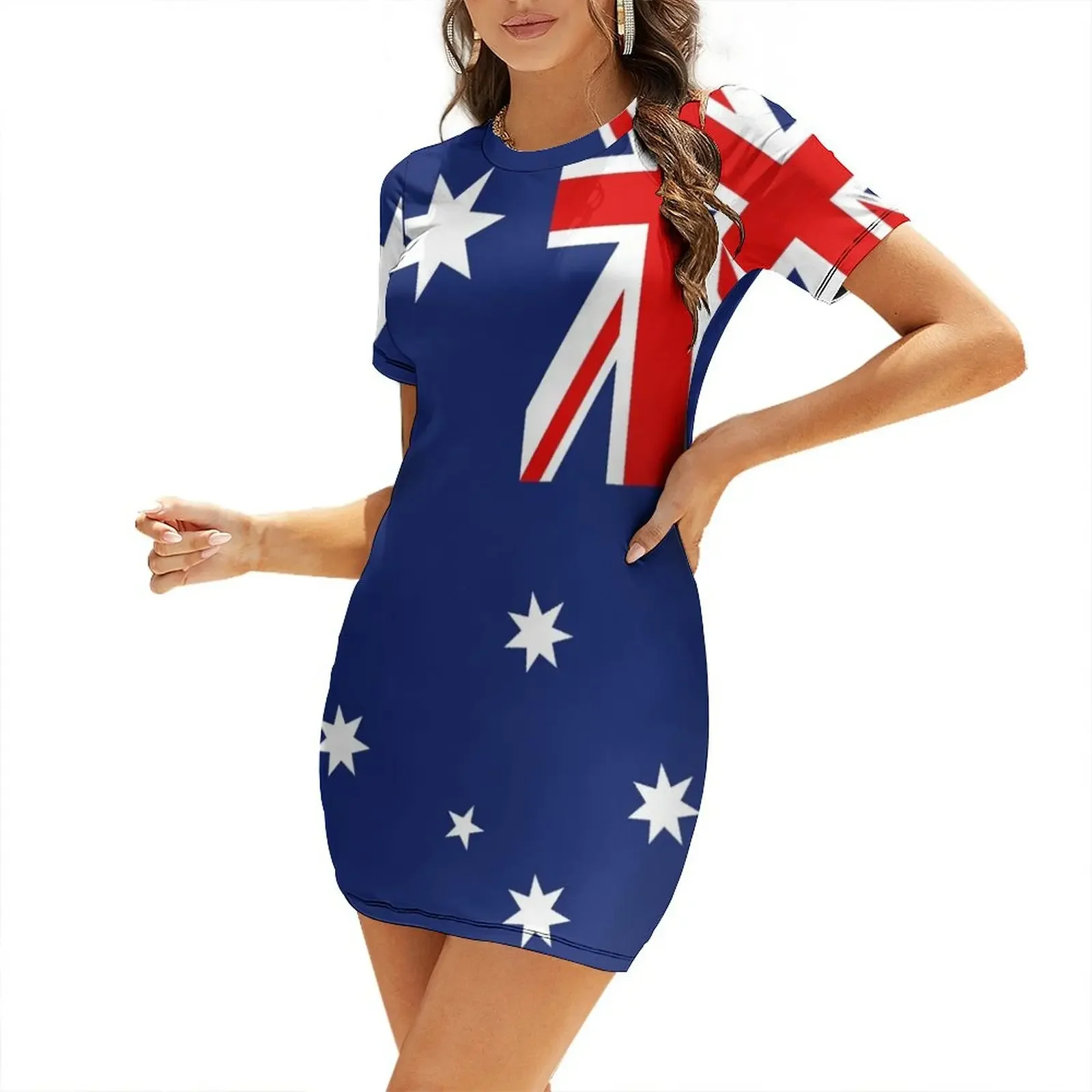 

Australian Flag - vertical Short-Sleeved Dress elegant chic wedding evening dresses dresses with long sleeves Dress