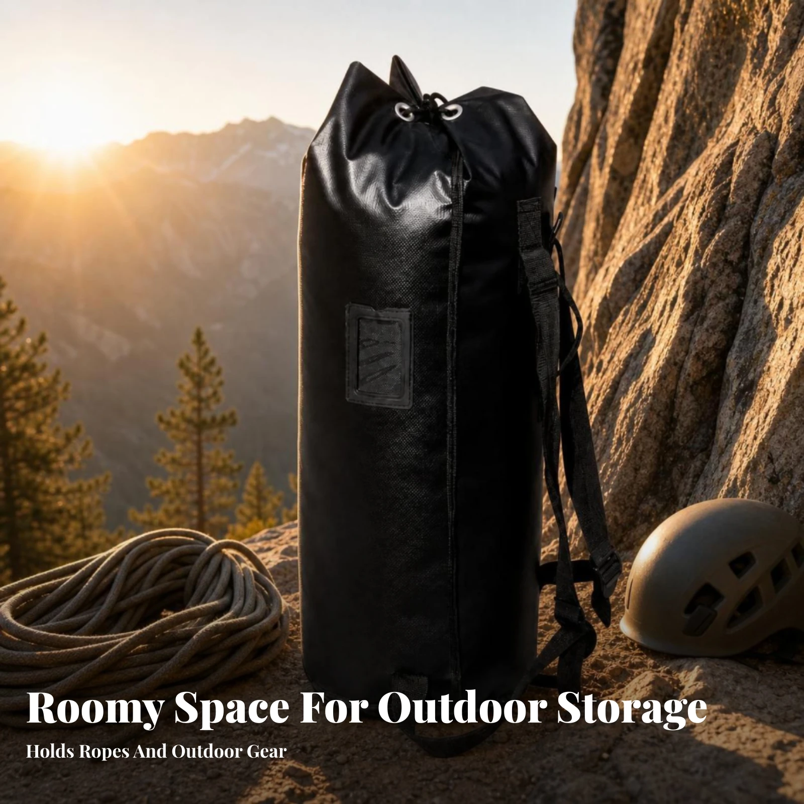 Climbing Rope Bag Metal Eyelets Waterproof Heavy-Duty Cylindrical Rope Bag Gear Carrier for Climbers view 4