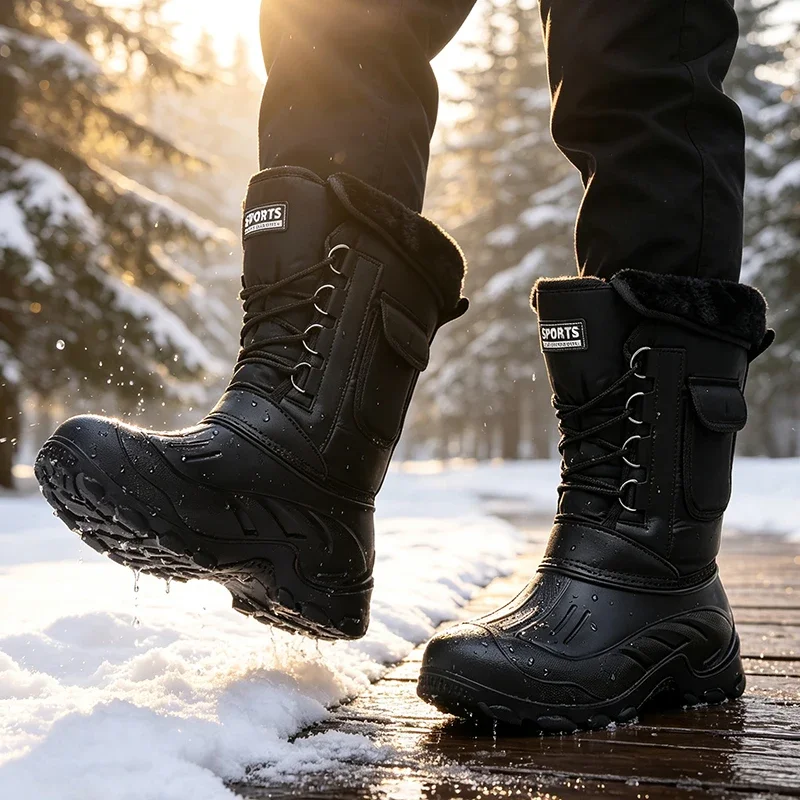 Men Winter Snow Boots Outdoor Fishing Shoes Snow Trekking Shoes Male Outdoor Waterproof Walking Warm Men Sneakers Men Boots view 4