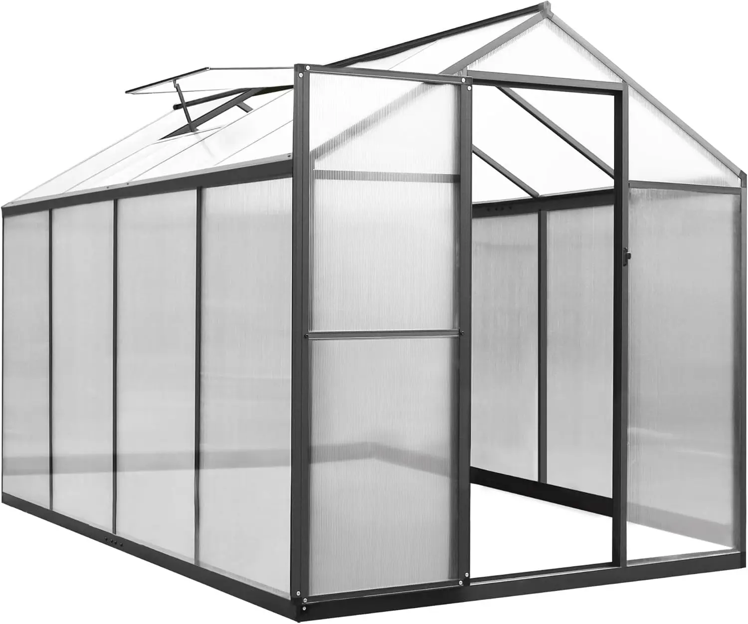 6X8 Ft Heavy-Duty Polycarbonate Aluminum Greenhouse Kit With Door And Adjustable Roof Vent For Outdoor, Garden, Lawn, Backyard