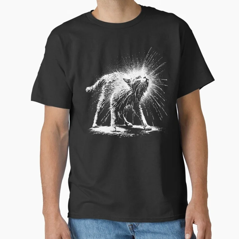 

Funny Cat Stencil Graffiti Paint Drip Urban Art Graphic yk2 humor gift T-shirt for men large size Tops S-6xl adult colthing