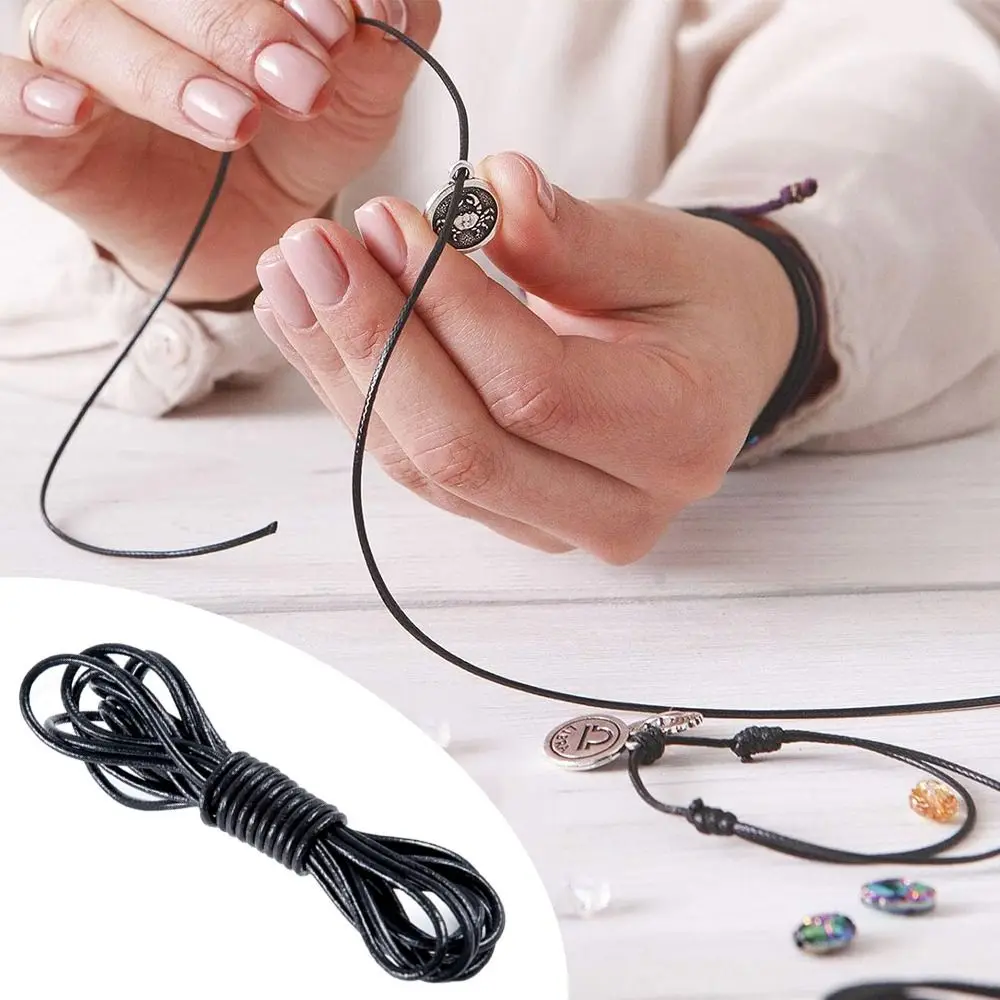 Retro Round Genuine Leather Cord Flat 5Meters Thong Cord Leather Cord DIY Bracelet