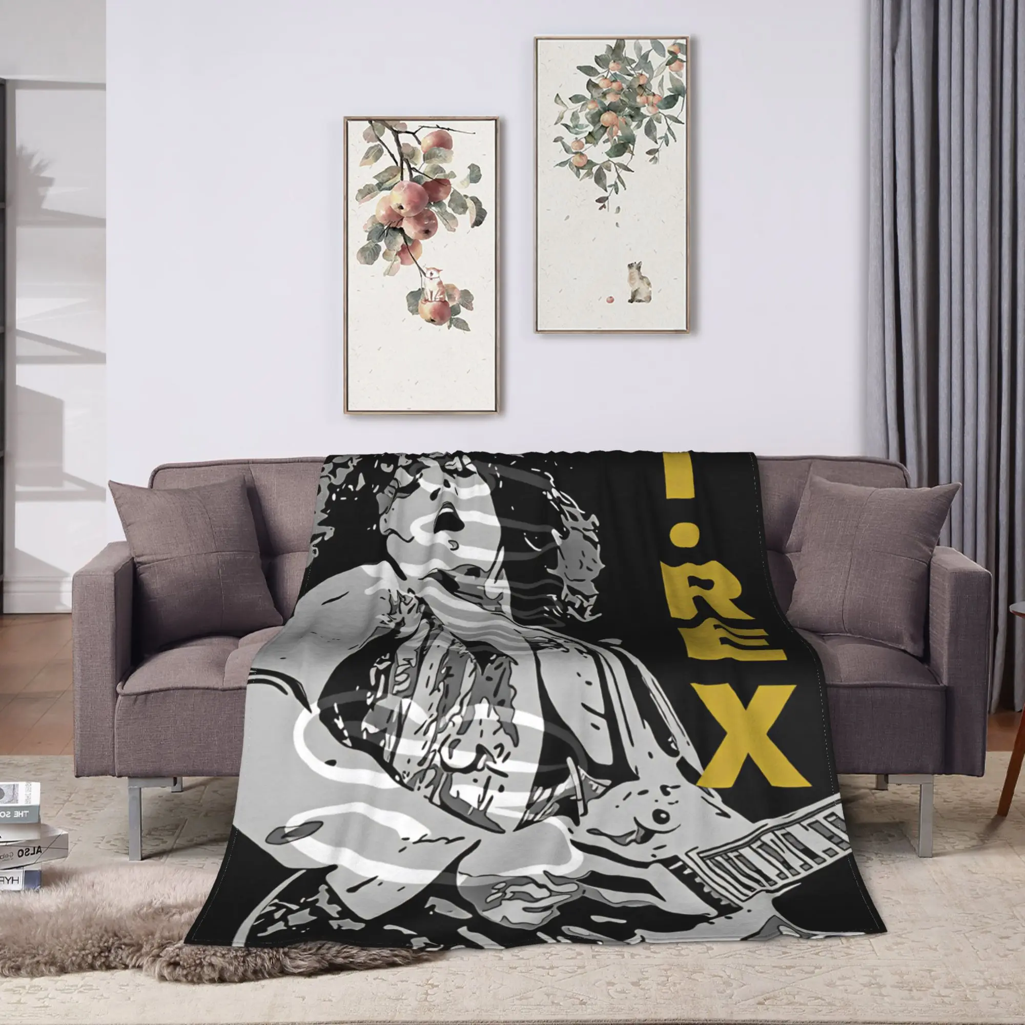 Mark Bolan T-REX Blanket Quality Warm  Throw Blanket Winter Airplane Travel Bedroom Graphic Bedspread