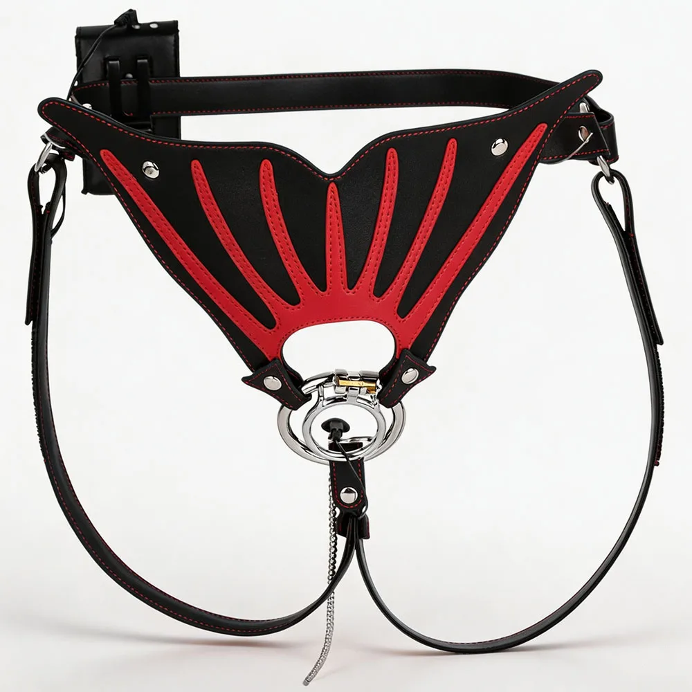 LEZEE Electric Shock Harness Male Chastity Cage Penis Lock Wearing Pants Body Bondage Harnes Auxiliary Chastity Belt Penis Rings