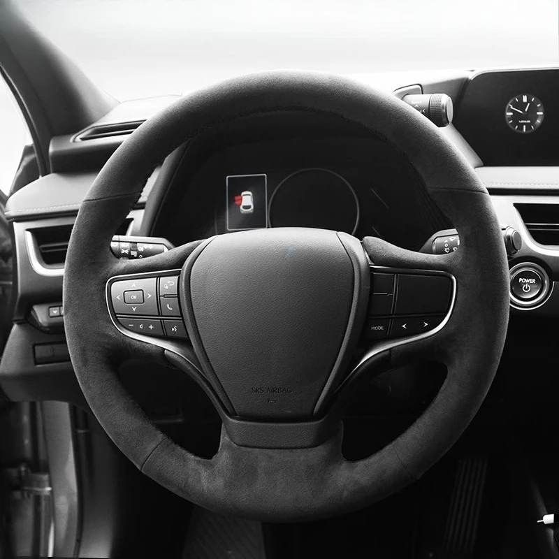

For lexus ES300h ES350 2019-2021 Hand-stitched Non-slip Genuine Leather suede Car Steering Wheel Cover