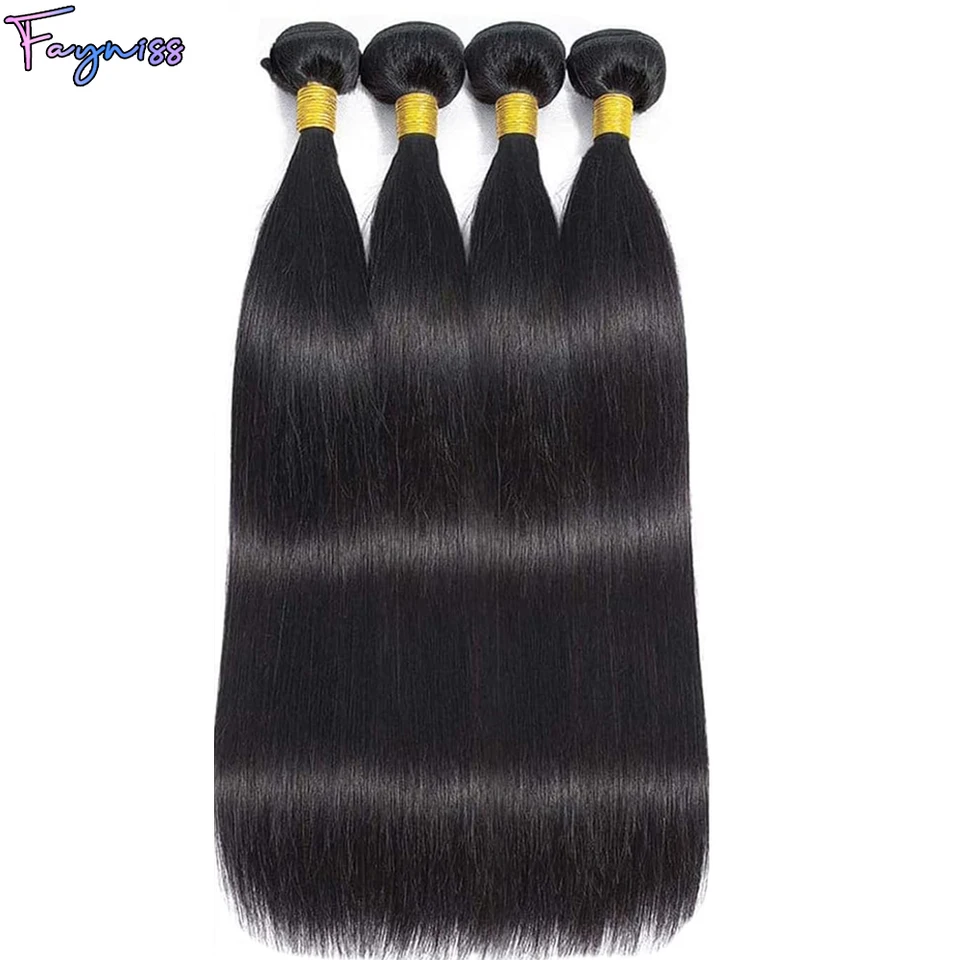 Extensiones de cabello humano brasileño liso, 3 o 4 paquetes 3
