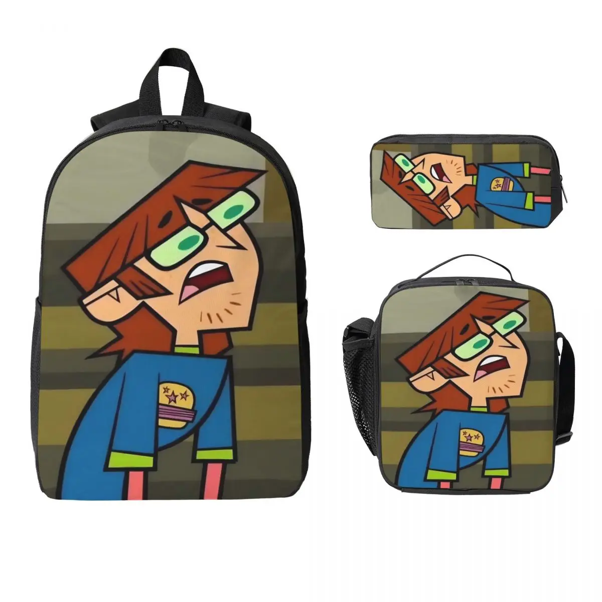 3Pcs Totals Dramas Backpack Set for Boy Girl Pen Bags Bookbag Sets with Lunch Box For School Students Daypack