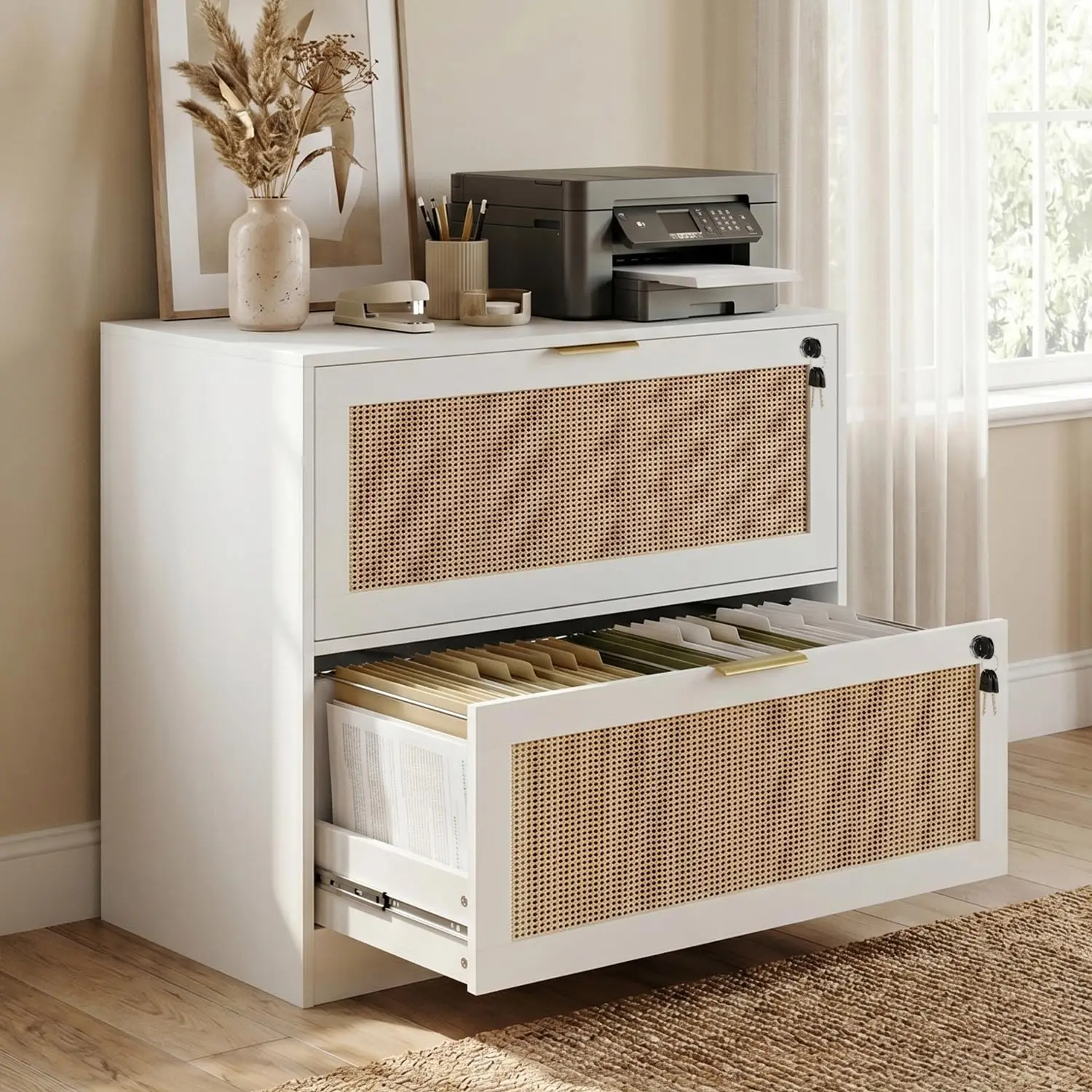 2 Drawer Locking File Cabinet & Printer Stand Lateral Storage Office Organizer, Customized