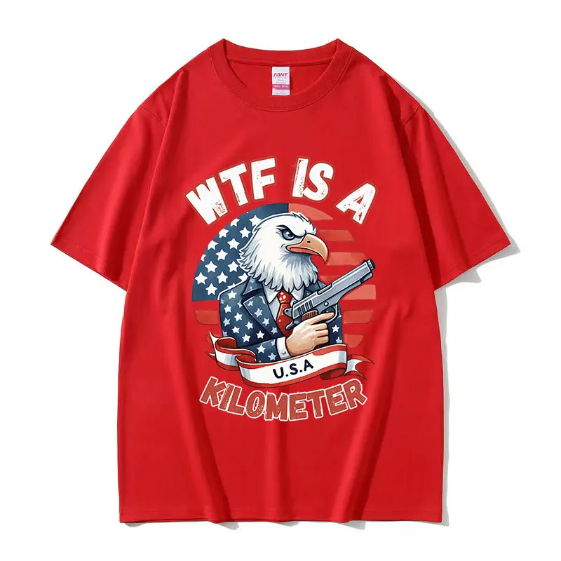 WTF كم ميمي تي شيرت للرجال والنساء ، أمريكا ، جولي الرابع ، النسر ، الرسم مضحك ، س الرقبة ، القطن المتضخم ، الموضة