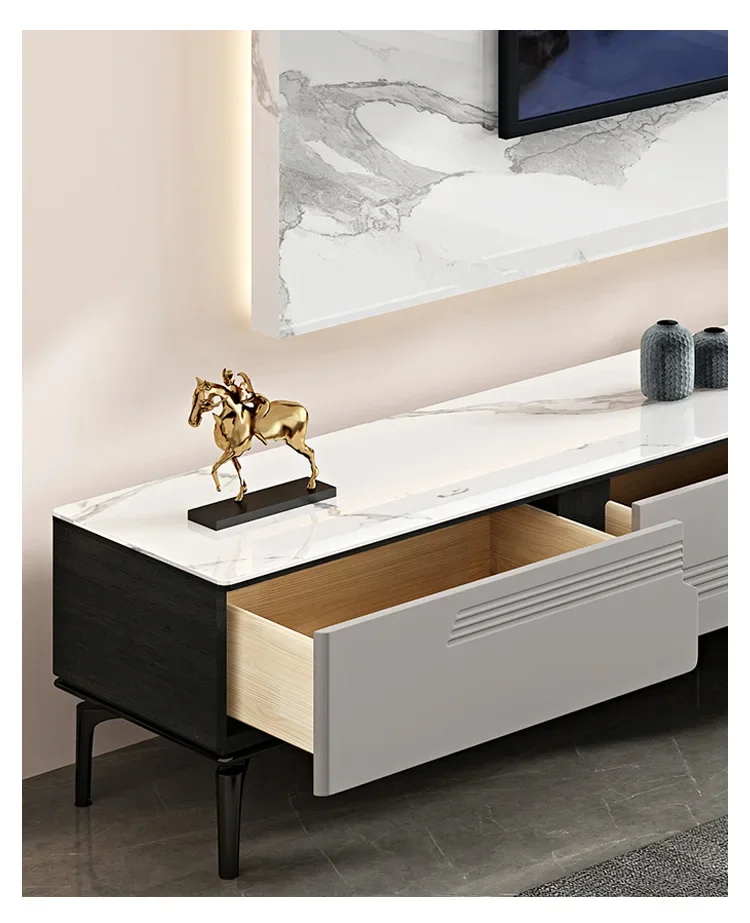 Modern Simple Rock Slab Coffee Table Tv Cabinet Combination Light Luxury High Living Room Floor Cabinet