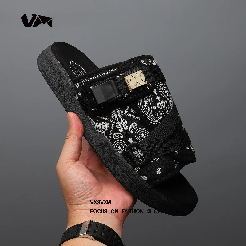 

Fashion 2024Reflective slipper couple Men Canvas Slippers Male Summer Shoes Slides Slip-resistant Beach Slippers