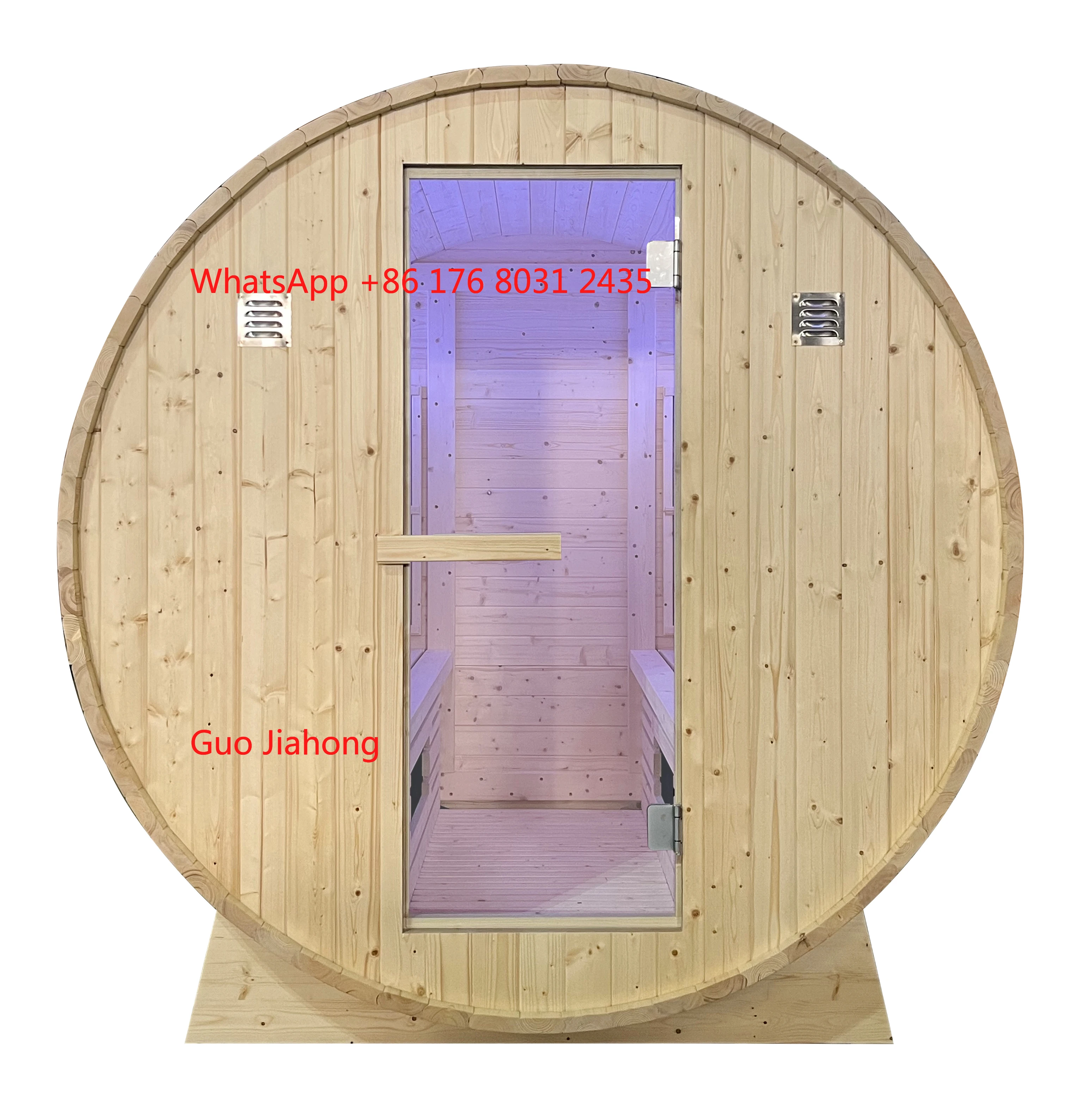 

Outdoor Saunas Spruce Sauna Room 2 Person Panoramic Sunroof Barrel Sauna Room