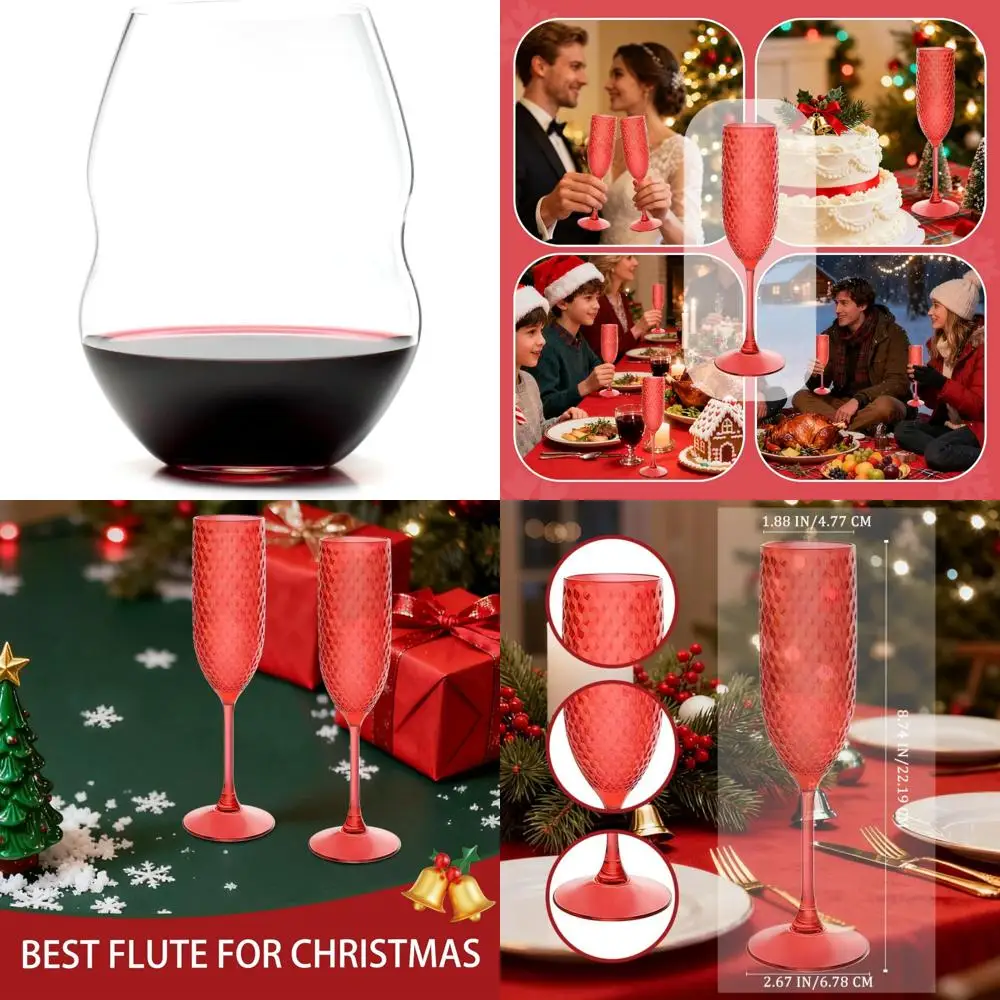 

Set of 4 Stemless Red Wine Glasses for Swirling and Tasting, Ideal for Casual and Formal Occasions