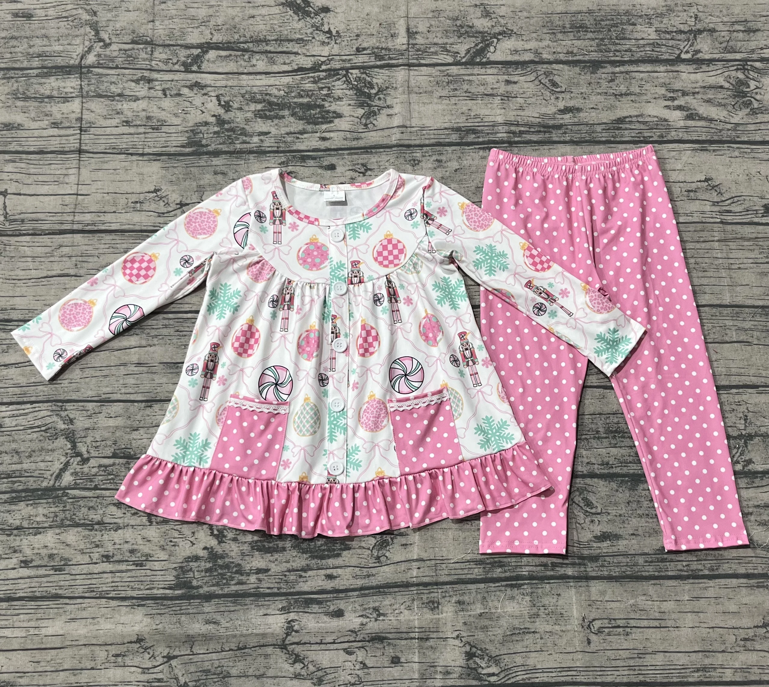 

Z1009-21 GLP2932 Kids Girls Outfit Long Sleeve Top With Pants Set Children Christmas Clothes