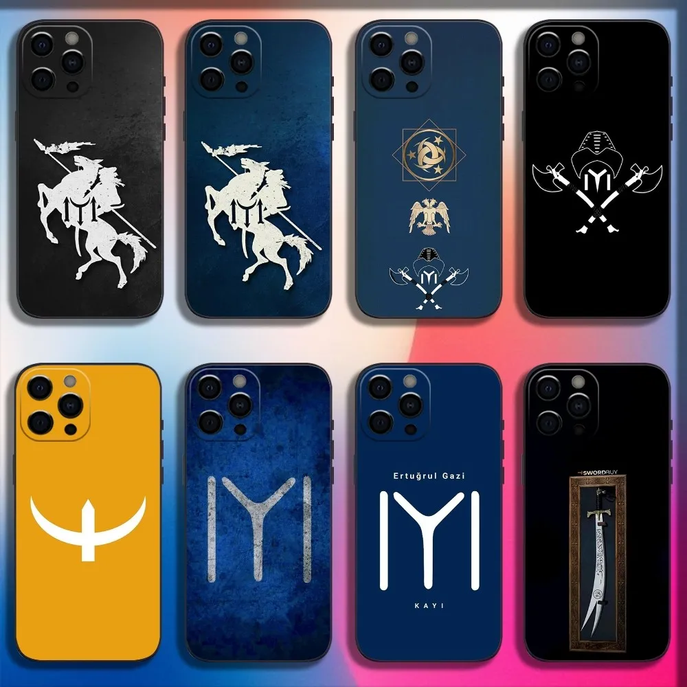 

Resurrection Ertugrul Kayi Flag Phone Case For iPhone 16,15,14,13,12,11,Pro,X,XS,Max,XR,Plus,Mini Soft Black Cover