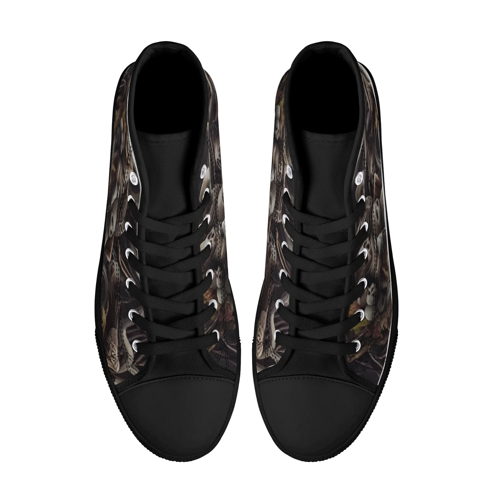 Men's Canvas Shoes Skeleton Gothic Skull Prints Classic High Top Vulcanized Shoes Teens Boys Flats Walking Shoes