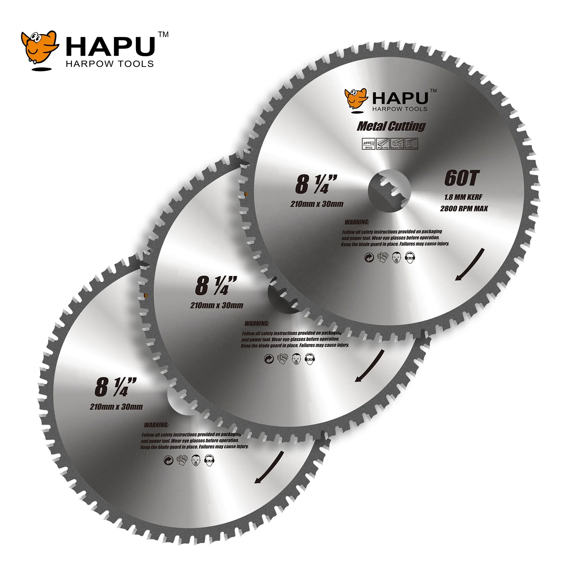 3PACK Carbide Tipped TCT Metal Cutting Disc 8-1/4Inch 60T Professional Metal Cutting Blade for Steel Angle Iron Threaded Rod