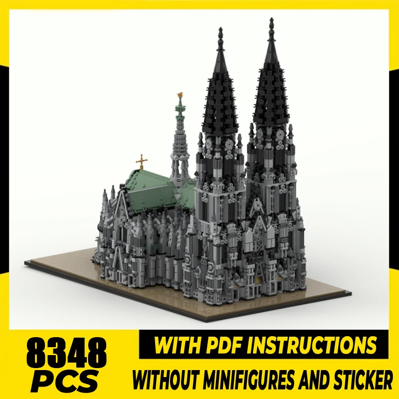 Street View Model Moc Building Blocks Cologne Cathedral Model Technology Brick DIY Assembly Construction Toy Holiday Gifts